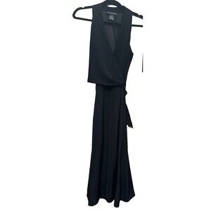 Jones New York Dress Women’s Size 8 Wrap Style‎ Black Sleeveless Side Zip Tie